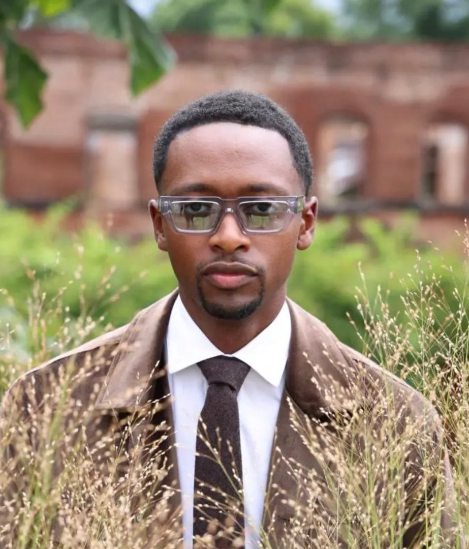 Male model wearing Angola angular sunglasses