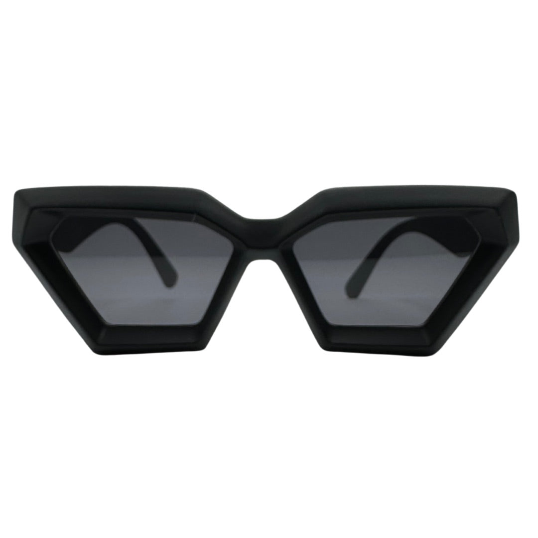 Accra sunglasses front view with geometric black frame