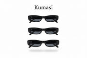 Kumasi slim black sunglasses front view