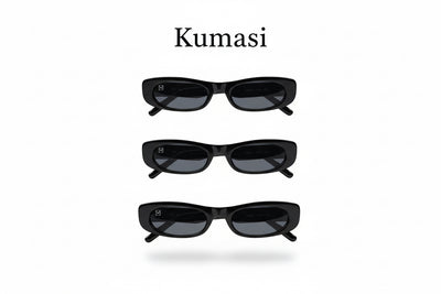 Kumasi slim black sunglasses front view