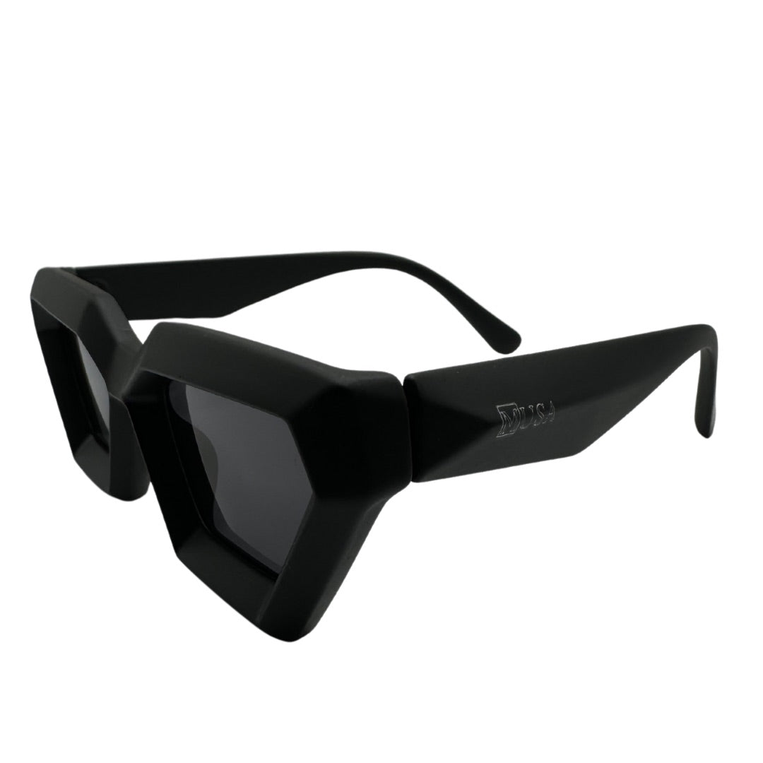 Matte black geometric eyewear by House of Musa
