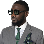 Model wearing Abuja green lens sunglasses