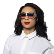 Model wearing Liberia statement sunglasses