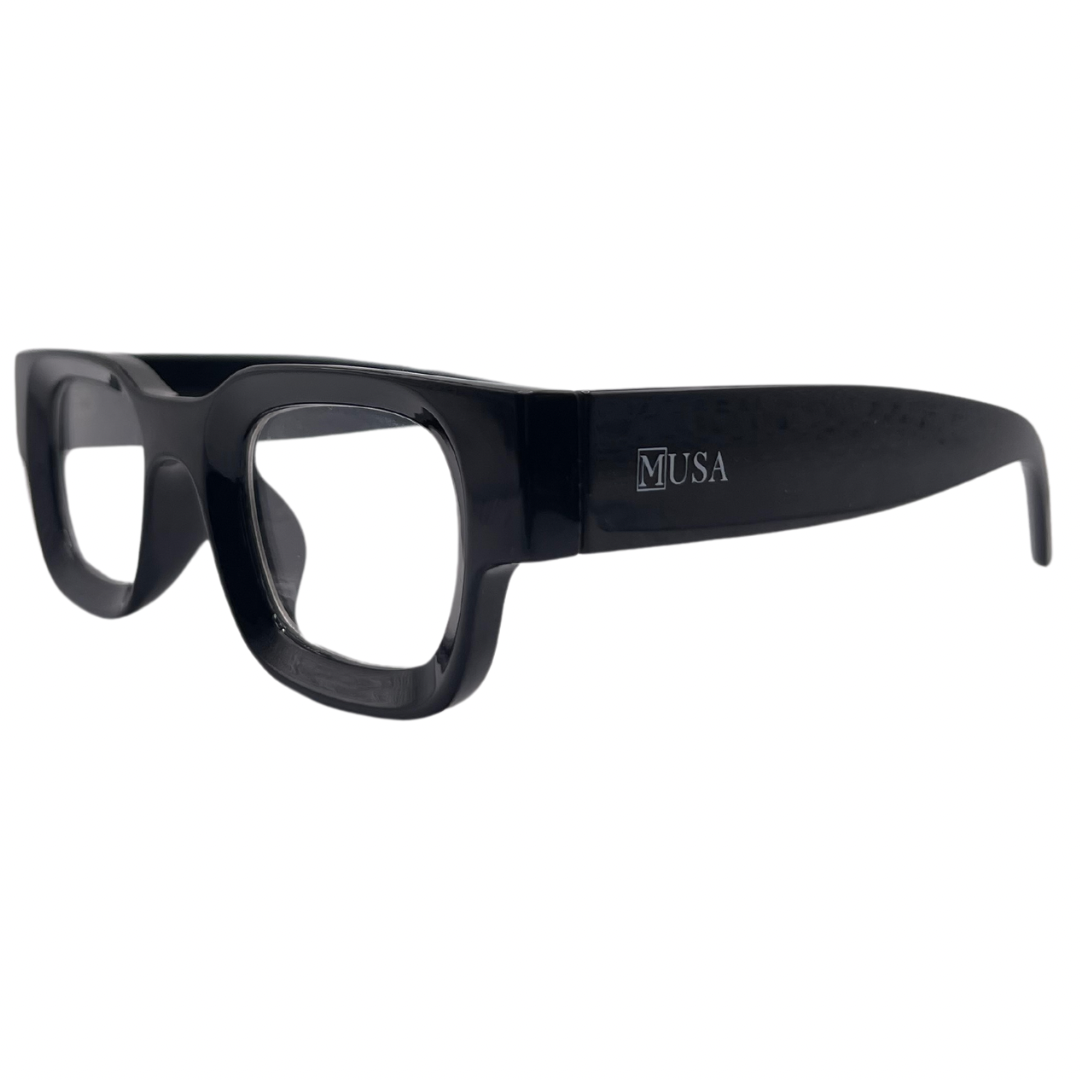 Side angle of Djibouti black optical frames