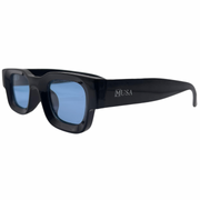 Side angle of Gabon black frame sunglasses