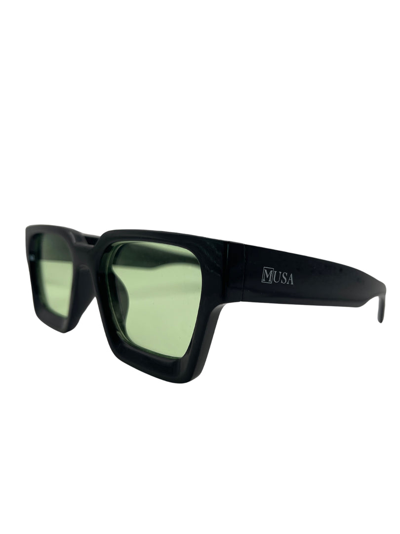 Side angle of Nigeria black frame sunglasses