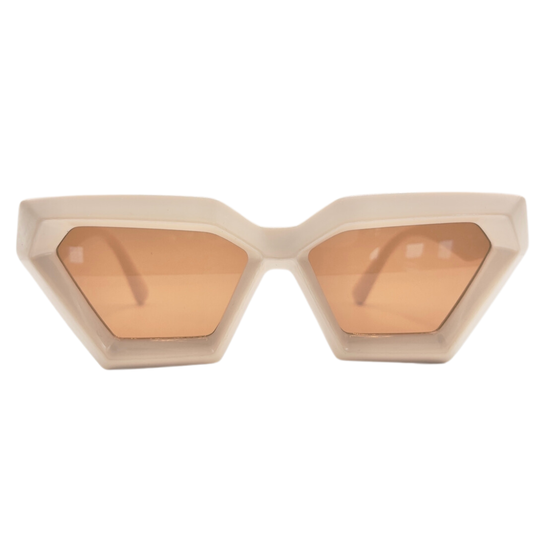 Zimbabwe sunglasses front view with cream geometric frame
