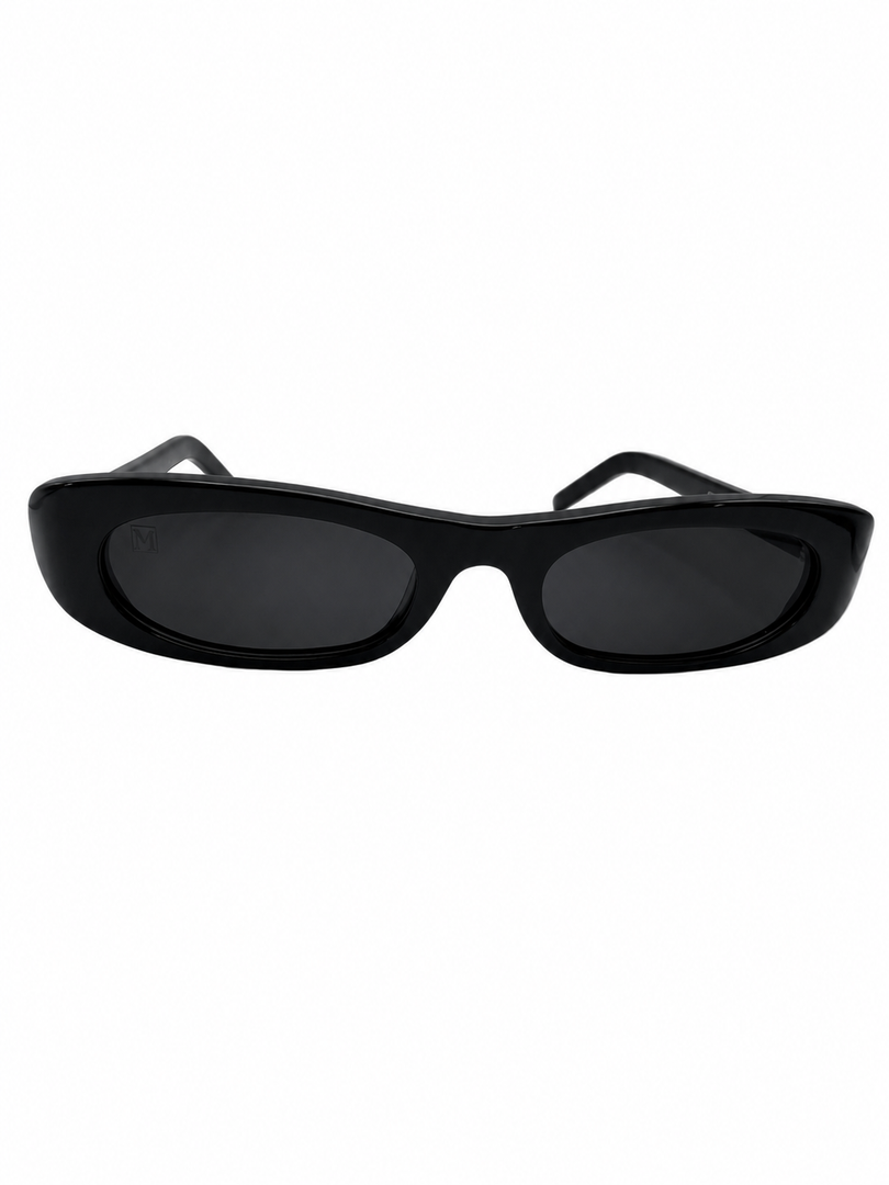 Kumasi Slim Sunglasses in glossy black with neutral black lenses