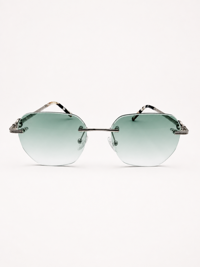 Ondo green gradient rimless sunglasses, front view