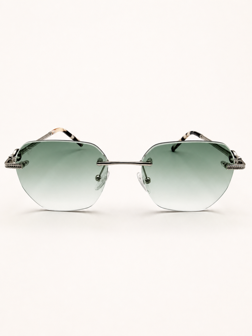Ondo green rimless sunglasses, alternate front view